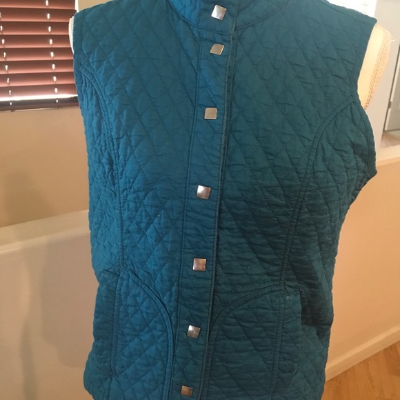 Reversable plaid turquoise snap vest - Picture 4 of 5